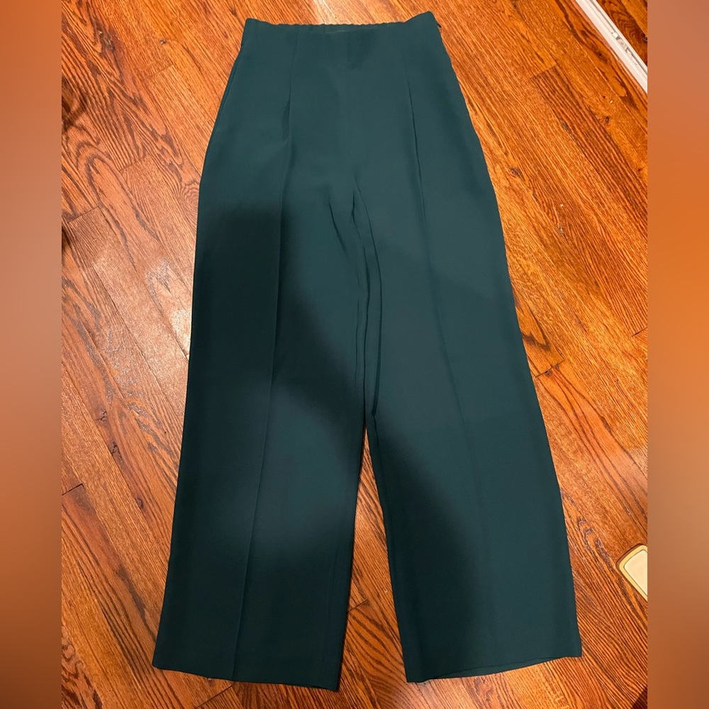 J. Crew Emerald Green Wide-Leg Cropped Pants Size 0